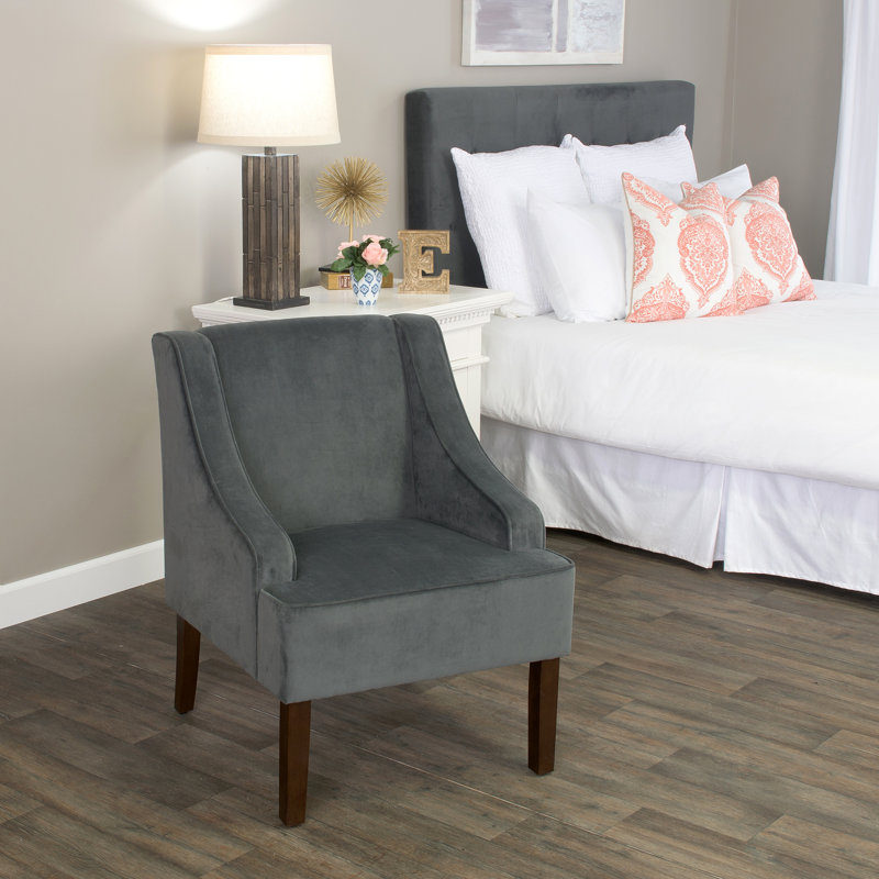 Fauteuil d'appoint incurvé Daryann, Velours performance bronze industriel Bella