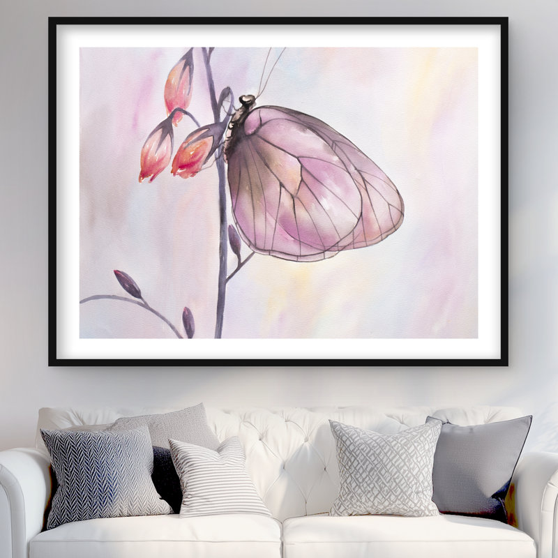 Delicate Butterfly - Romantic Framed Matted Insect Print