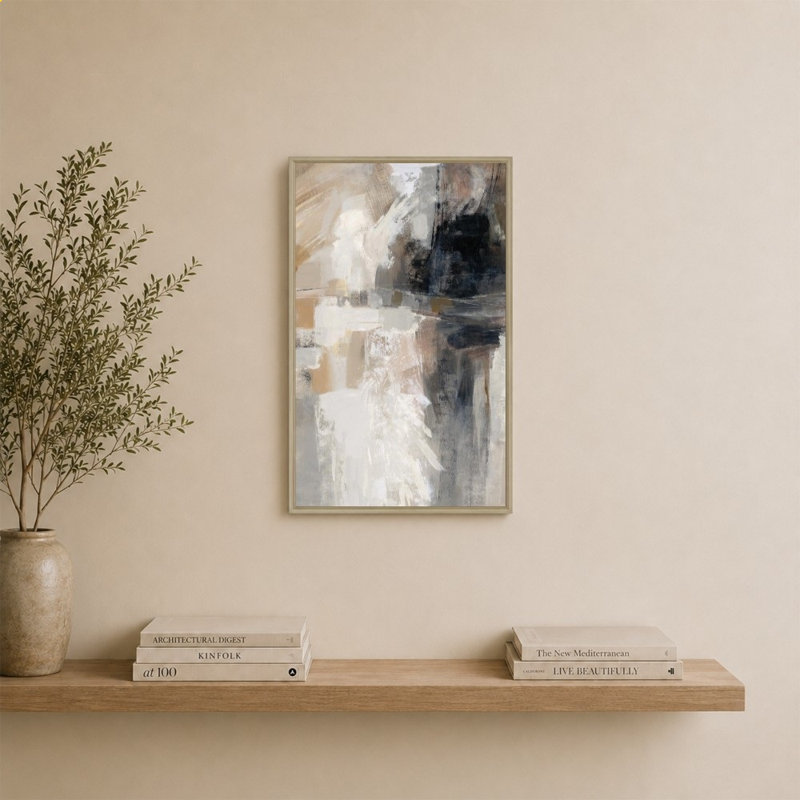 «Wings Neutral» par Silvia Vassileva - impression sur toile, 34" H x 24" W, Champagne