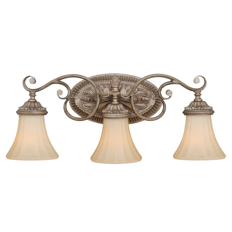 Byrnes 3-Light Resin Vanity Light with Glass Shades, Amber Scavo, French Bronze