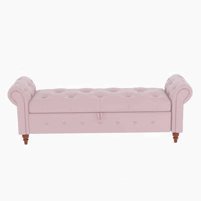 Bed Bench Pink Velvet