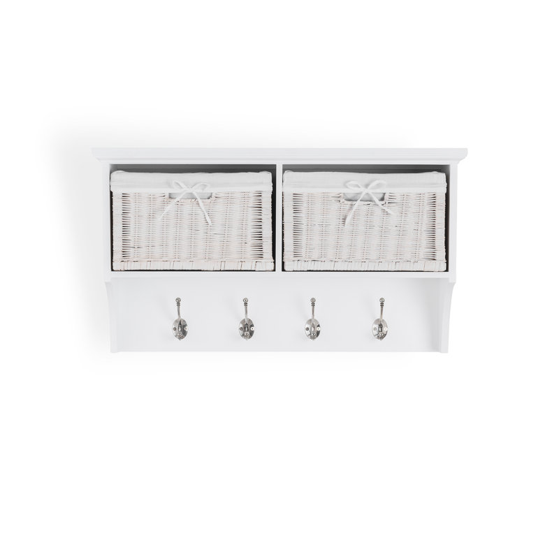 Erica Wall 4 - Hook Wall Mounted Coat Rack, White