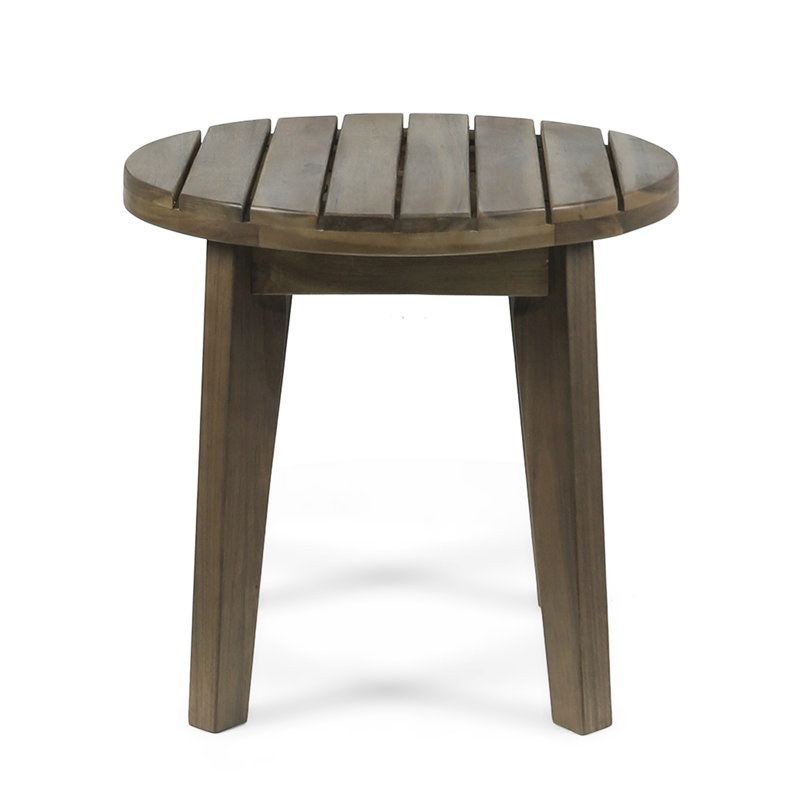 Outdoor 16" Acacia Wood Side Table, Gray