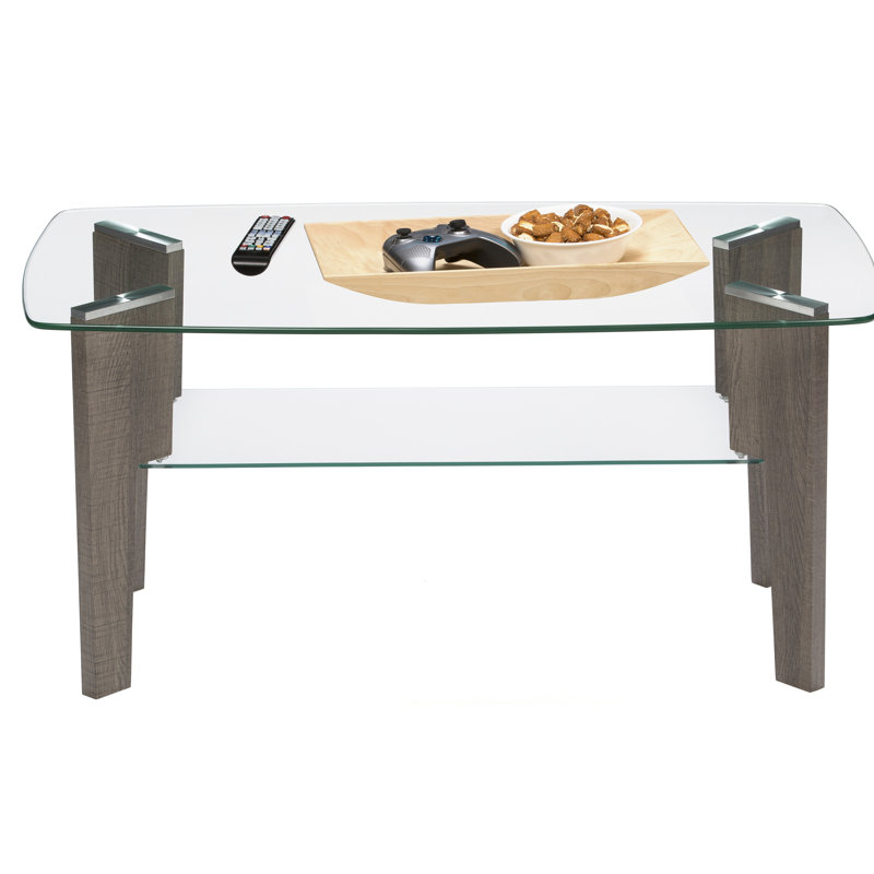 Armendariz Glass Top Coffee Table, 18" H x 41.4" W x 25.5" D