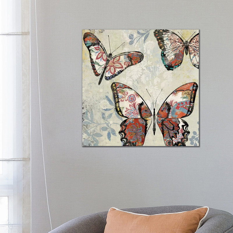 Patterned Butterflies I by Asia Jensen - Wrapped Canvas Print