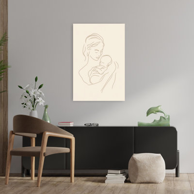 Tender Mother Child Minimalist Peaceful Abstract Wall Art Print