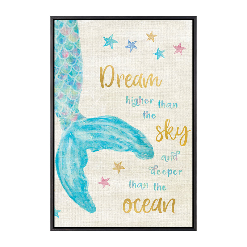 Art de rêve sirène, Toile avec cadre noir patiné, H 40 po x l 26 po x P 1,5 po
