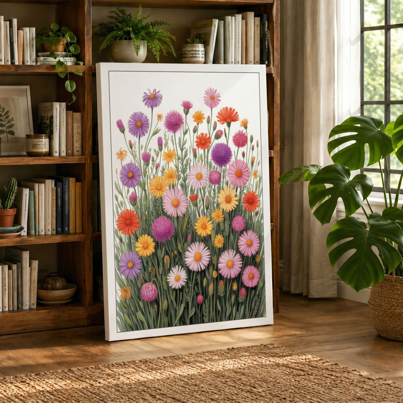 Garden Blooms Botanical - Wrapped Canvas, 24x16 - 61.0 x 40.6 cm, Ochre Border