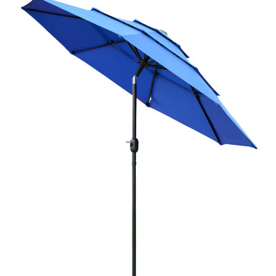 3 parasols de patio avec inclinaison facile, bleu pour la cour arrière et la terrasse - 9 pi