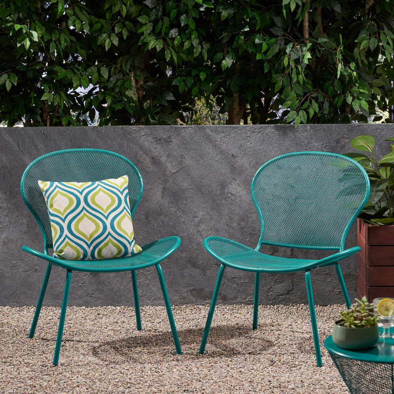 Modern Chairs with Durable Iron Frame and Mesh Seating for Indoor and Outdoor Use, Teal