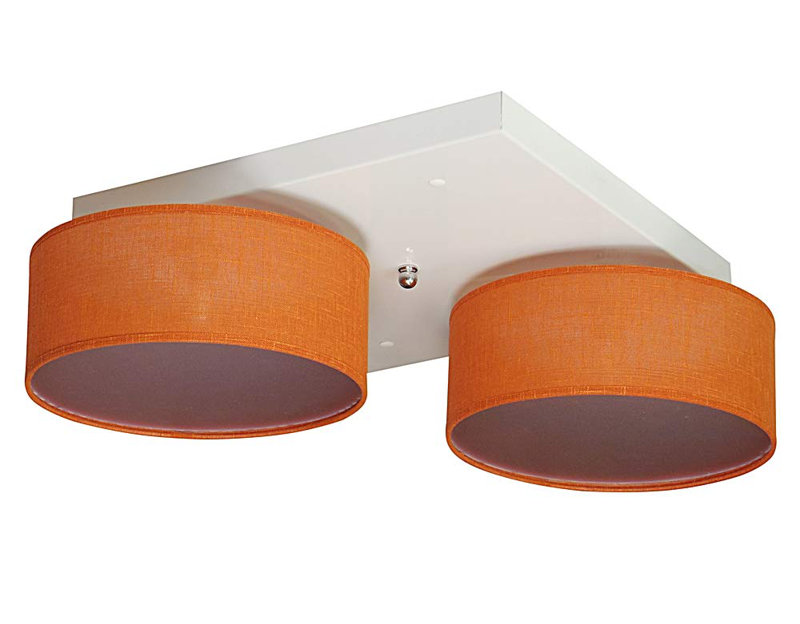 Pulley Fabric Semi Flush Mount, Orange