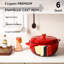 6 pte  Faitout rond en fonte rouge avec couvercle-114795883-114795881