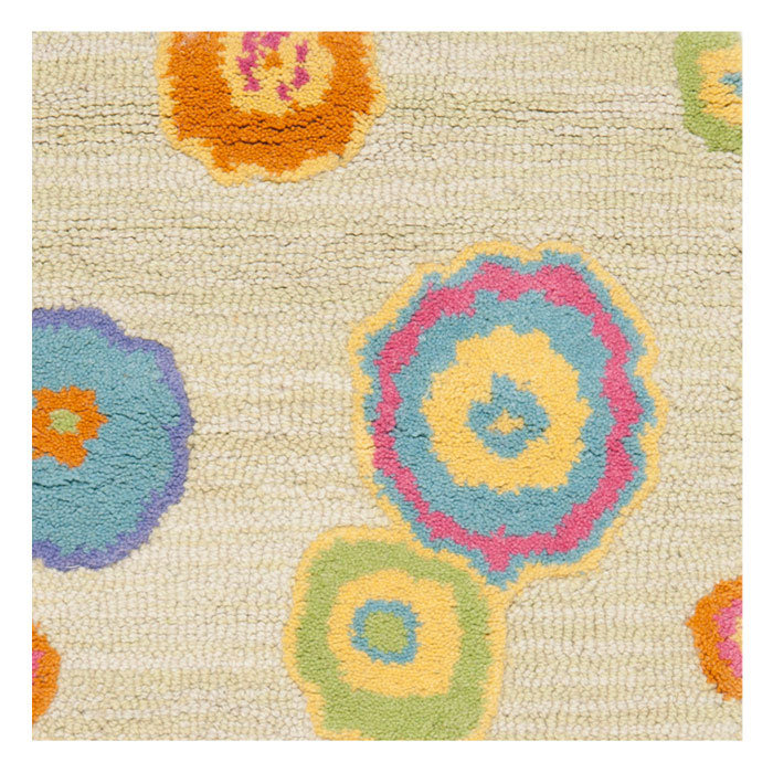 Tapis beige en coton / laine touffeté à la main Claro, Carré 7 pi