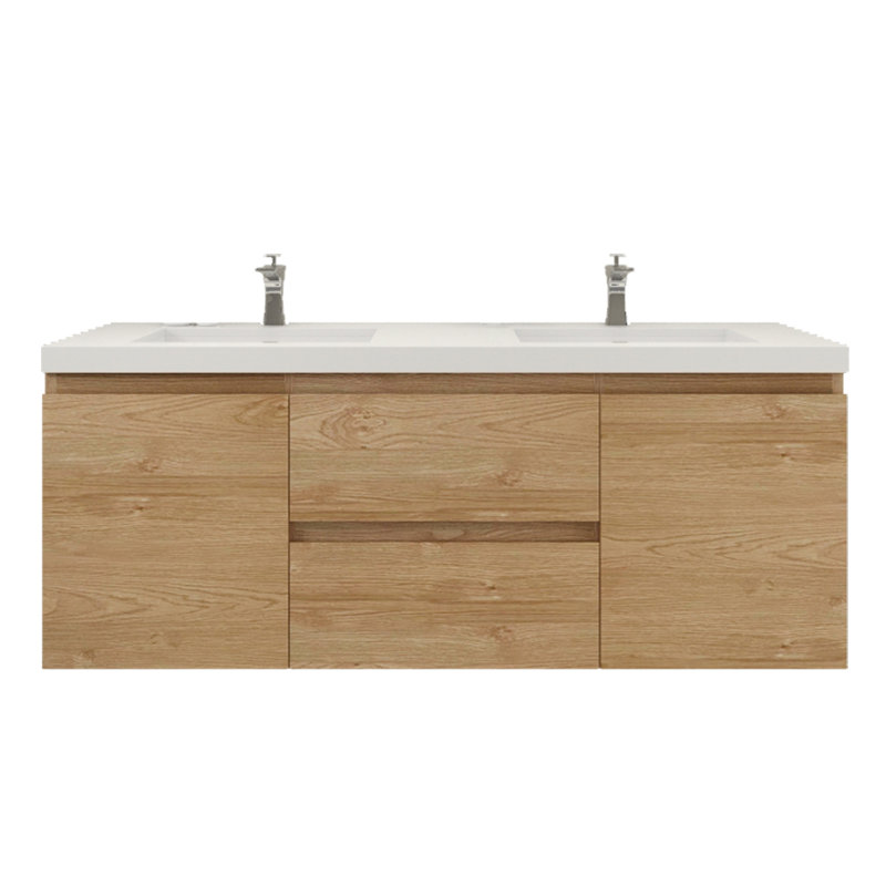 Ensemble de meuble-lavabo double 59 po Aylanna, Chêne de la Nouvelle-Angleterre