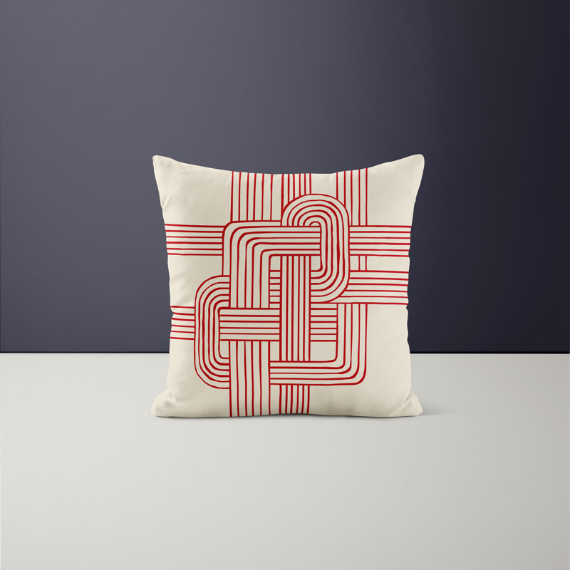 Jeté carré en polyester intérieur / extérieur, L 15 po x H 15 po, Rouge