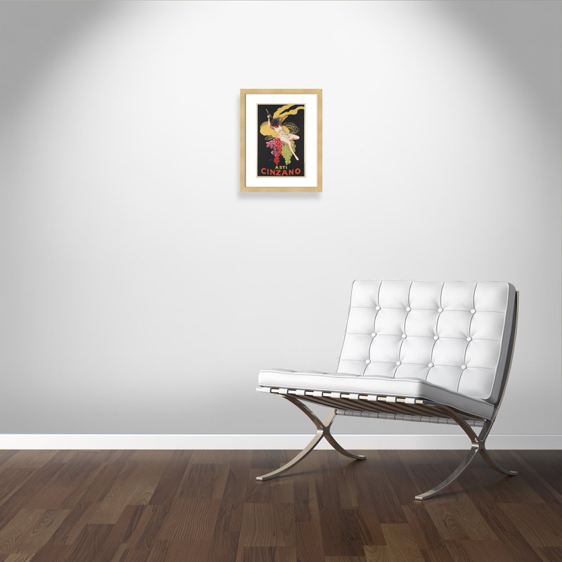 «Brickhill Asti Cinzano», affiche vintage encadrée sur papier en noir / jaune, H 19,5 po x l 15,5 po x P 2 po, Champagne