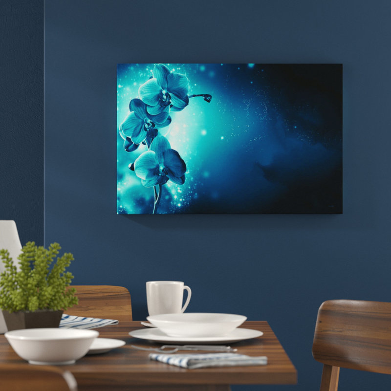 Print on Glass, 80 cm H x 120 cm B, Dunkelblau/Türkis