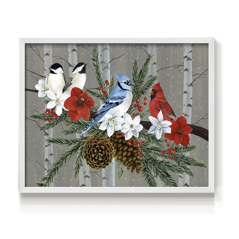Birch Birds Collection A - Reproduction encadrée - Restickable, H 22 po x l 28 po, Blanc