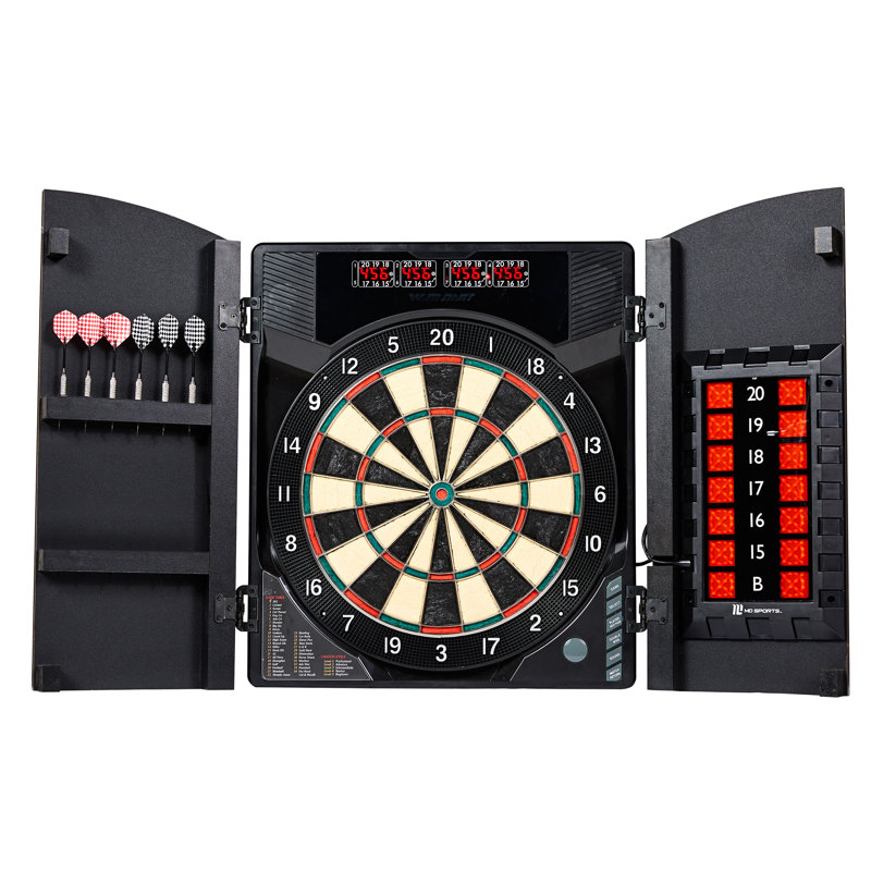 BristleSmart Black Electronic Dartboard Cabinet with LED Scoreboard