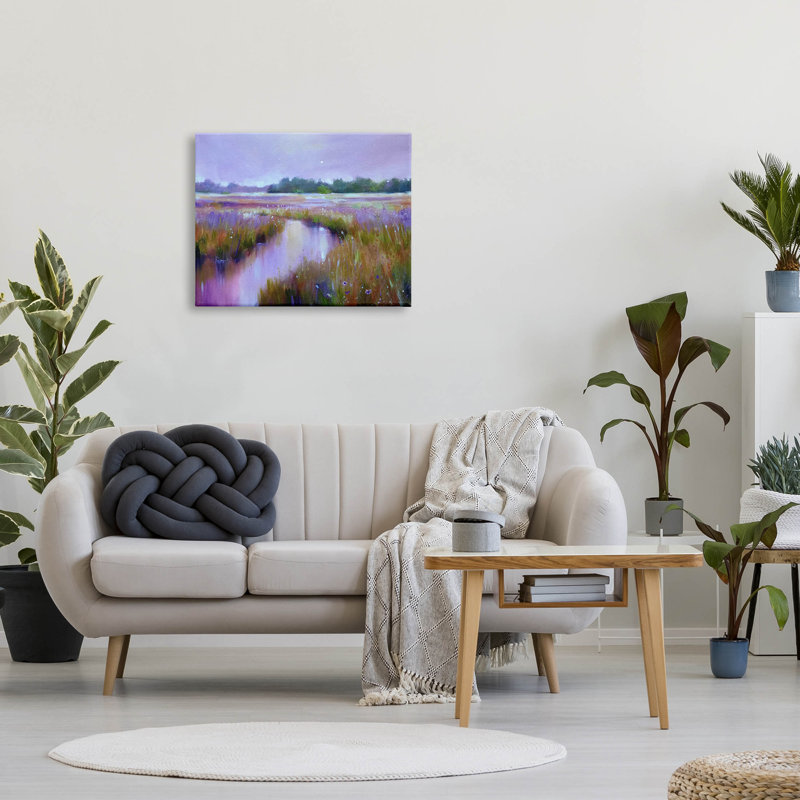 Art de la giclée de ruisseau, Vivid Purple Dusk, H 24 po x l 30 po x P 1,5 po, Toile tendue