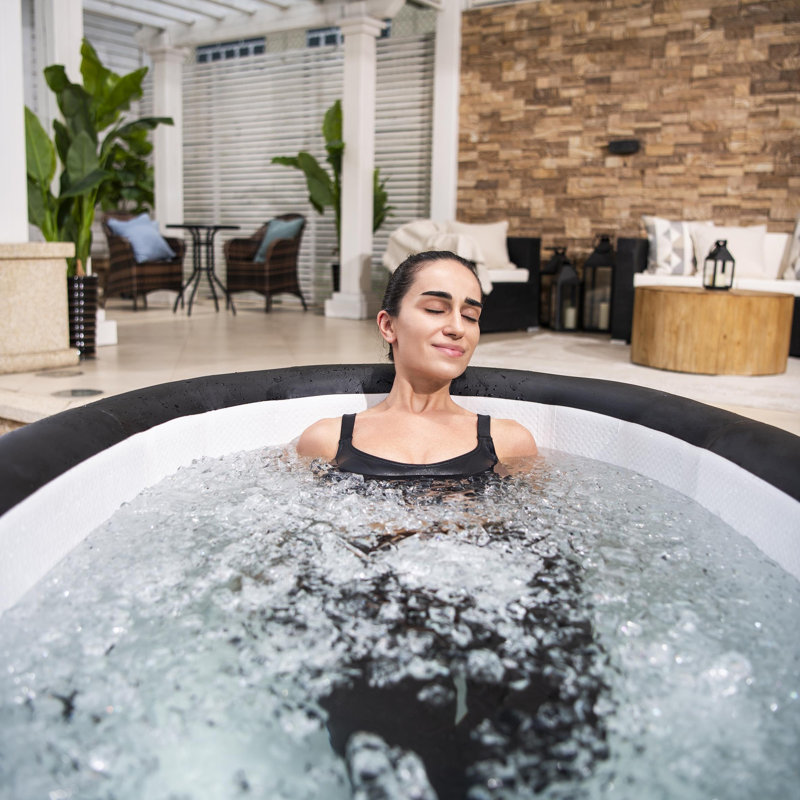 SaluSpa: Glacial Dip - Cold Plunge Inflatable Tub - 60x36x28", Black Marble, Ice Bath, FortiFiber