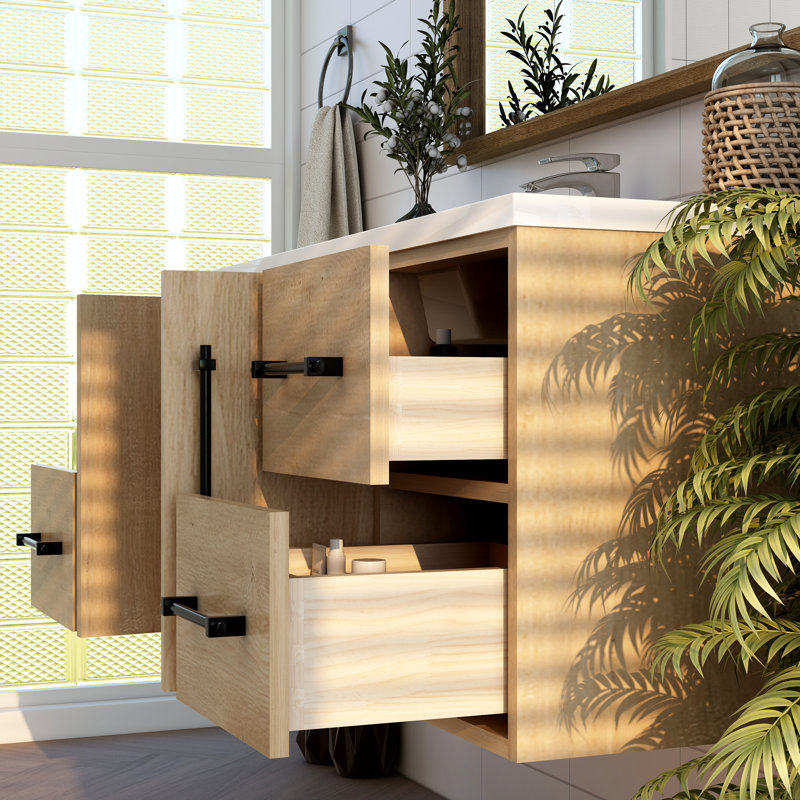 Victoria 47.2'' Single Bathroom Vanity with Acrylic Top, Oak
