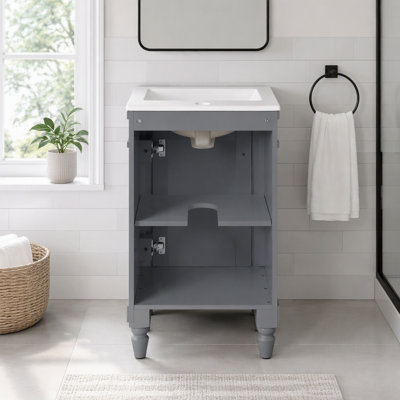 Meuble-lavabo compact avec lavabo, portes à fermeture douce et tablette réglable