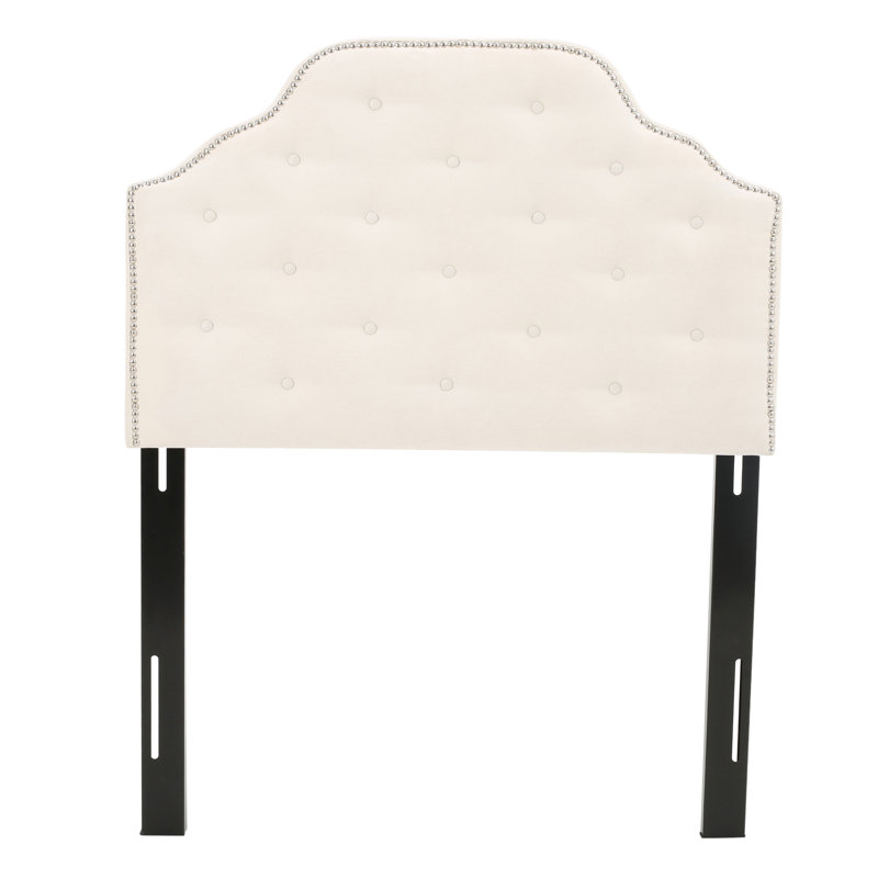 Tufted Upholstered Headboard Twin Size, Solid Wood Head Board With Durable Metal Legs, Adjustable Height Twin Headboard With Nailhead Trim,Fabric Headboard In Modern Button Tuffted Design