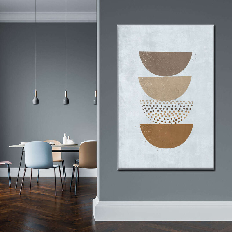 Abstrait demi-cercles sur toile, H 48 po x l 32 po x P 1,25 po