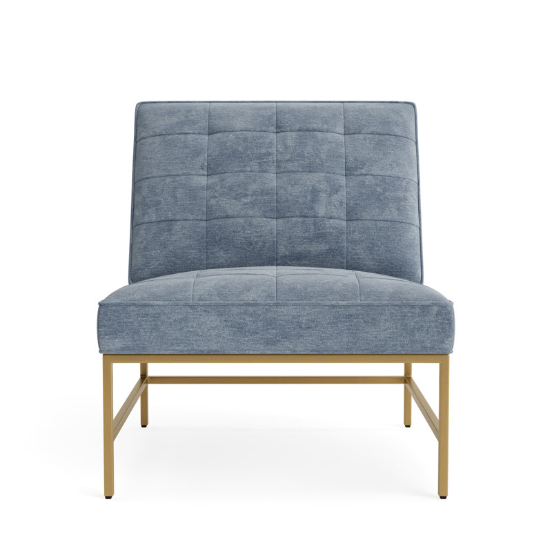 Major Chair, Vintage Chenille - Smoky Blue, Brushed Brass