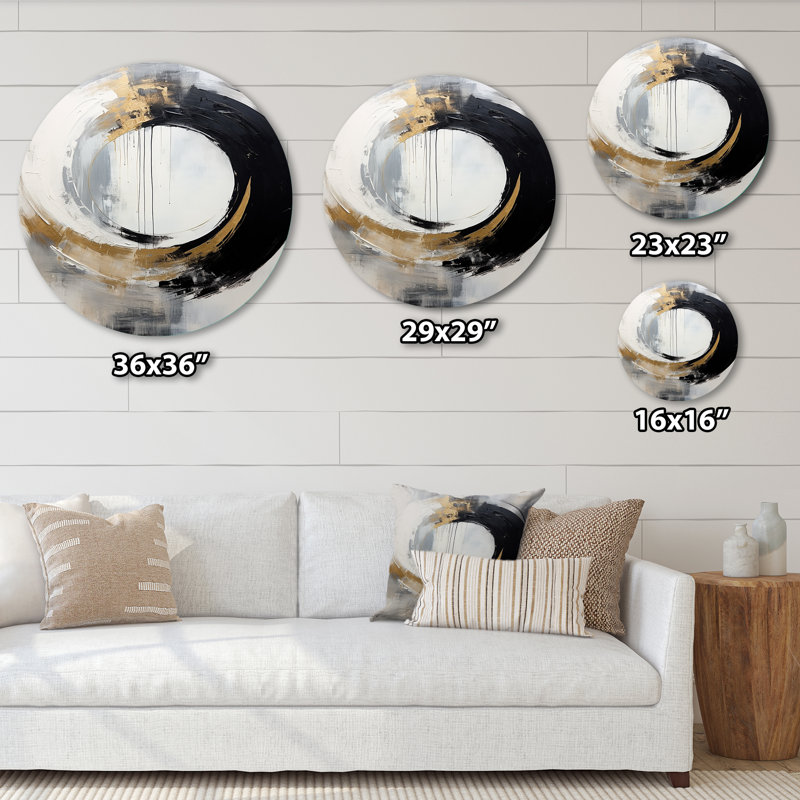 Leyland - Art abstrait rond en métal, H 16 po x l 16 po x P 1 po