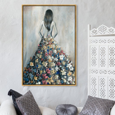 «Girl with Flower pensts», reproduction d'impression sur toile