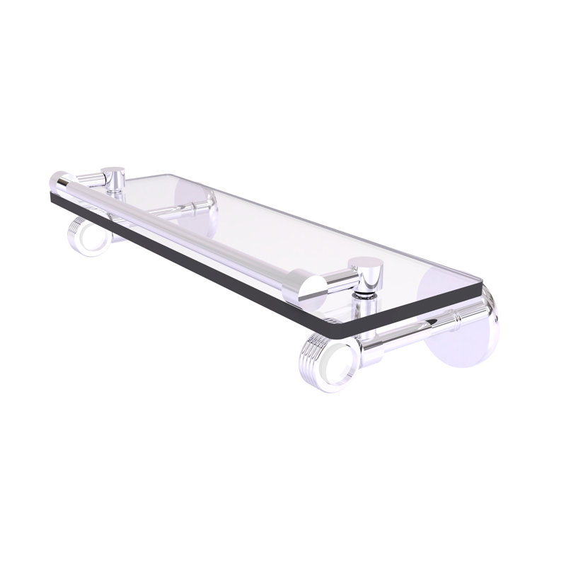 Tablette murale en verre Margolis, Chrome poli, H 3,75 po x l 22 po x P 5,65 po