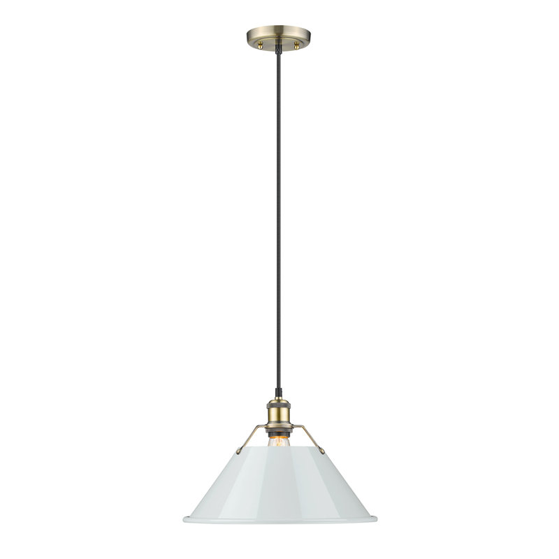 Weatherford 1 - Light Pendant, Aged Brass, Dusky Blue, 131.5" H x 14" W x 14" D