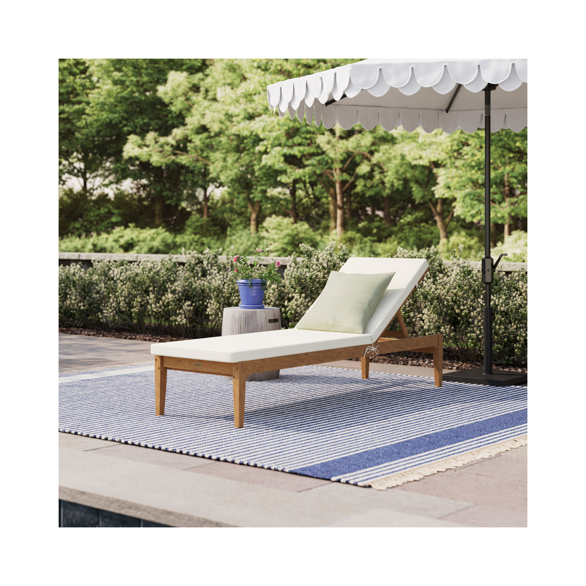 Arwen 23.6'' Outdoor Acacia Chaise Lounge, Natural