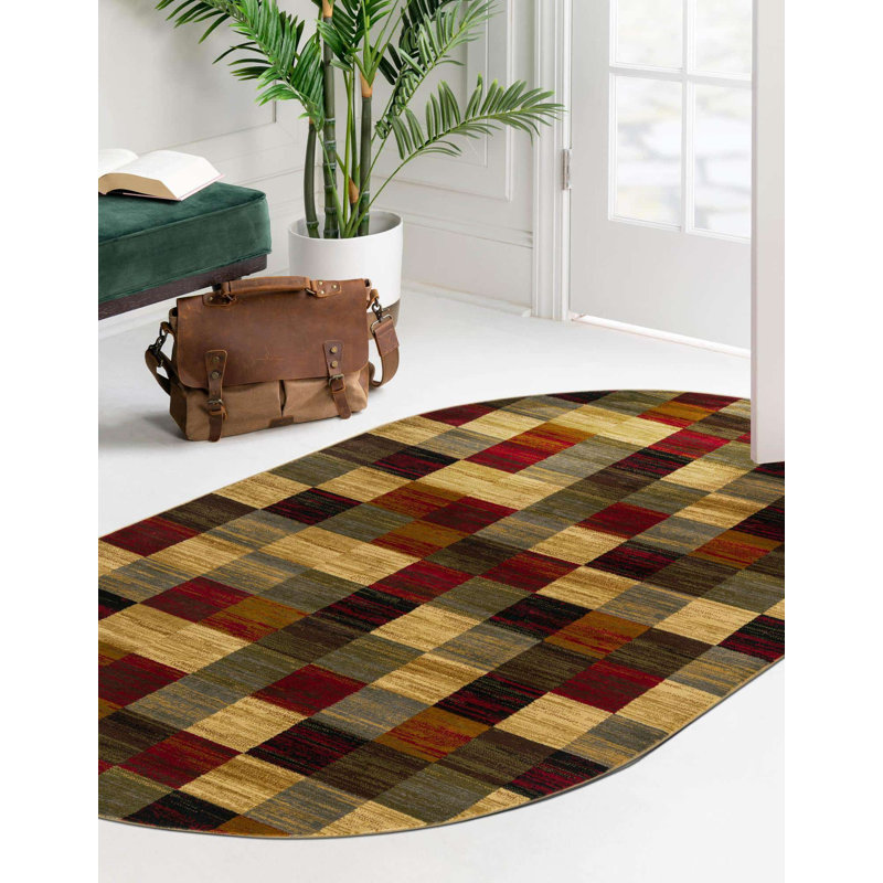 Tapis abstrait Adetomiwa, Ovale 7 pi 10 po x 10 pi