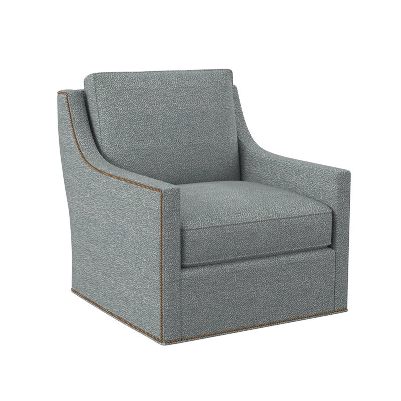 Sonoma Upholstered Swivel Armchair, Antique Brass Small, Maya Cyan Polyester Blend