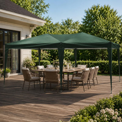 Tente auvent escamotable robuste 10 x 20 pi, abri extérieur portatif en acier avec plateau en tissu Oxford pour patio, cour, marché et événements