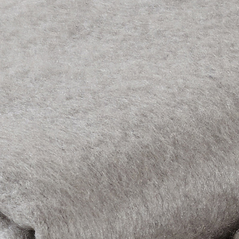 Bella Light Grey Mohair Blend Throw with Pom Pom Tassel Edges