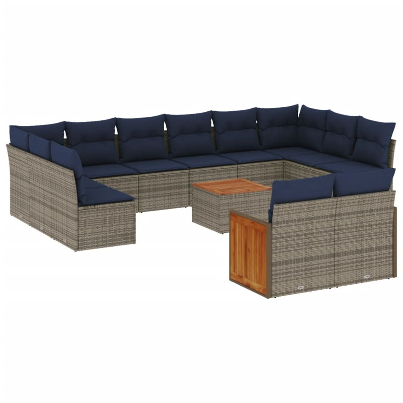  12 Piece Patio Sofa Set With Cushions Grey Poly Rattan