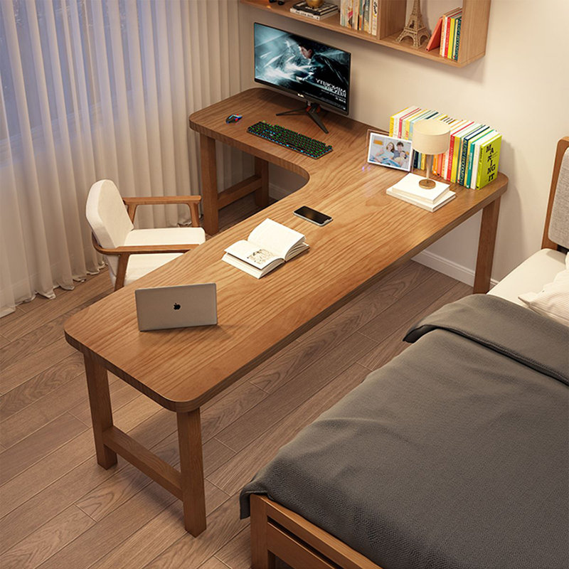 Bureau d'écriture en L en noyer massif, H 29,53 po x l 62,99 po x P 47,24 po, Gauche