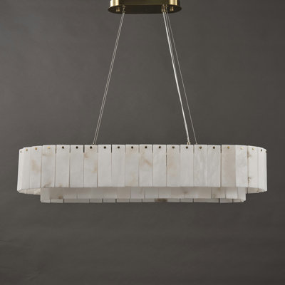 Alabaster Rectangular Chandelier L40 Inch(Dimmable Bulbs Include)