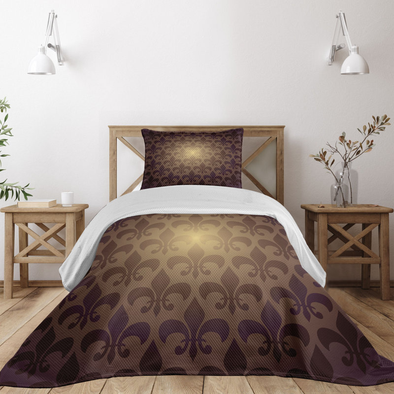 Twin Brown Quilted Polyester Bedspread Set