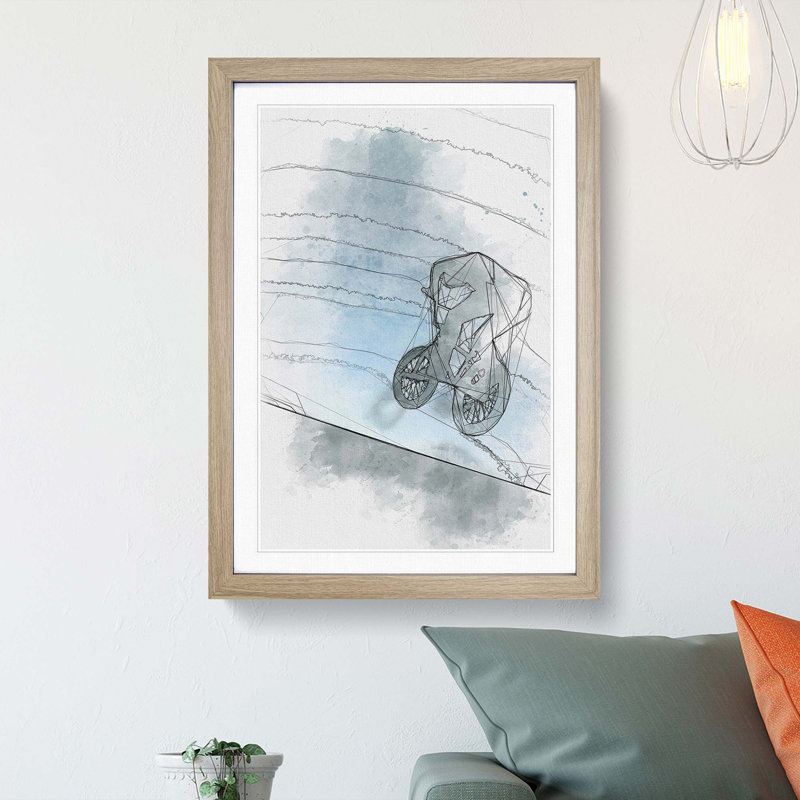 BMX Jump in Abstract - Picture Frame Graphic Art Print, 48cm H x 36cm W x 2cm D, Oak Framed