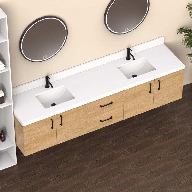 Dessus de meuble-lavabo double 84 po 84 po