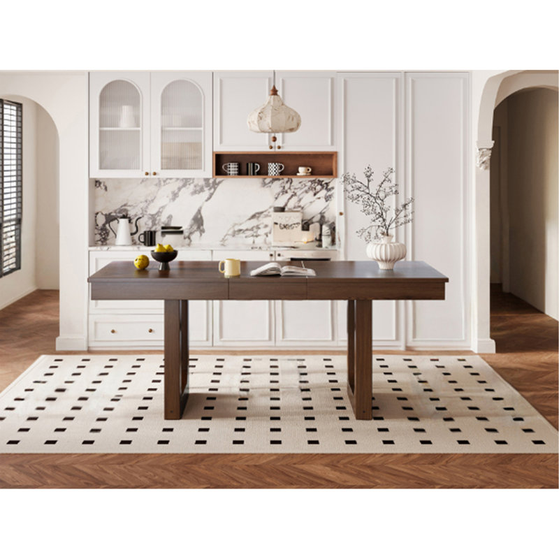 Table de salle à manger extensible 60 "à 78", table de cuisine en bois de ferme avec rallonge amovible, grande table extensible pour 4 à 8 personnes, noyer