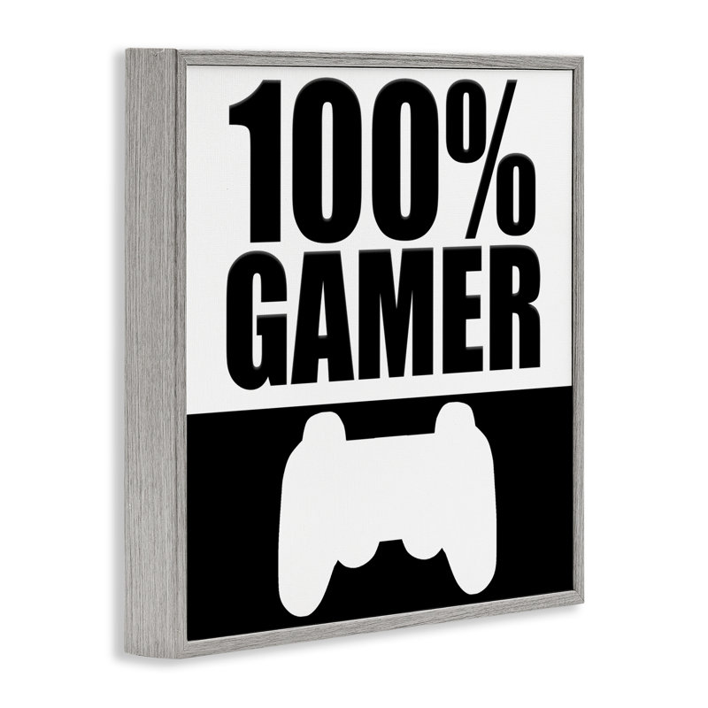 Estampe numérique 100% Gamer noire, design par Kim Allen, H 17 po x l 17 po, Estampe numérique Farmhouse