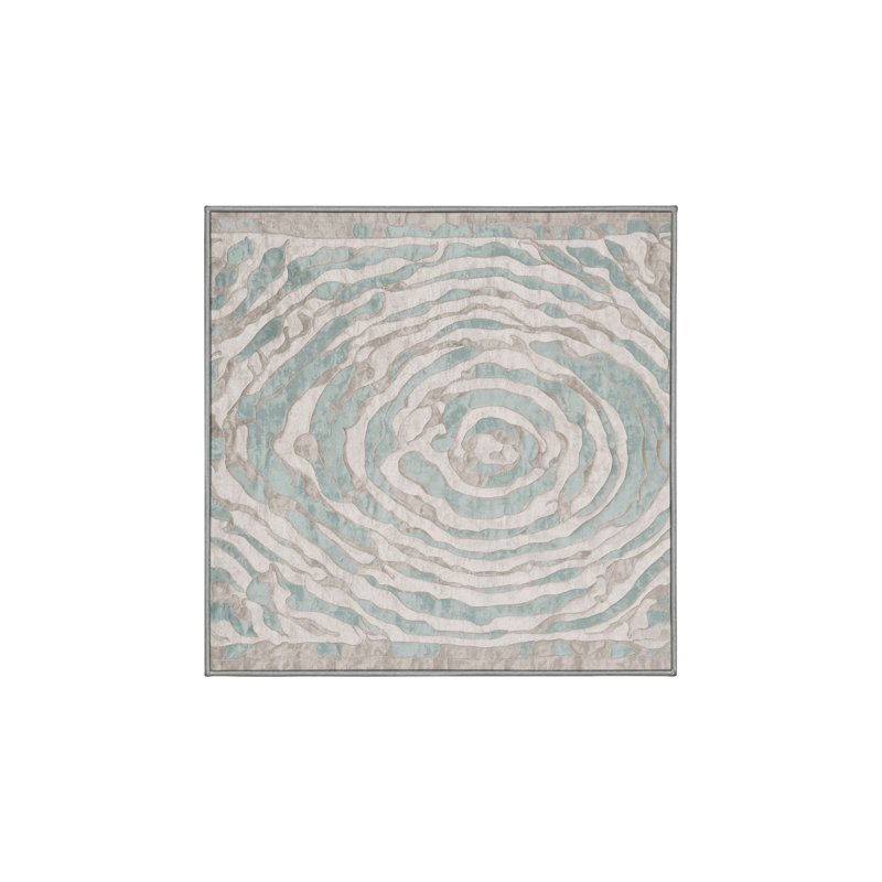 Machine Washable Gray Area Rug, Square 7'