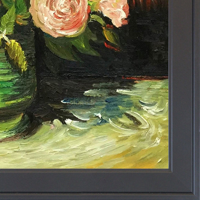 "Bol avec pivoines et roses" par Vincent Van Gogh - peinture sur toile à cadre flottant