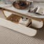 Table basse 55,2 po moderne ovale en faux marbre avec rangement pour le salon-611479048